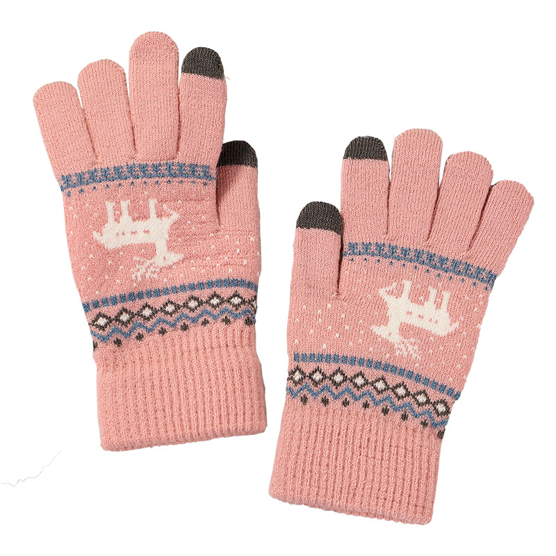 glove Style Knitted Touch-Screen Gloves Autumn and Winter Bear Knitting Wool Gloves Adult Rice Gloves