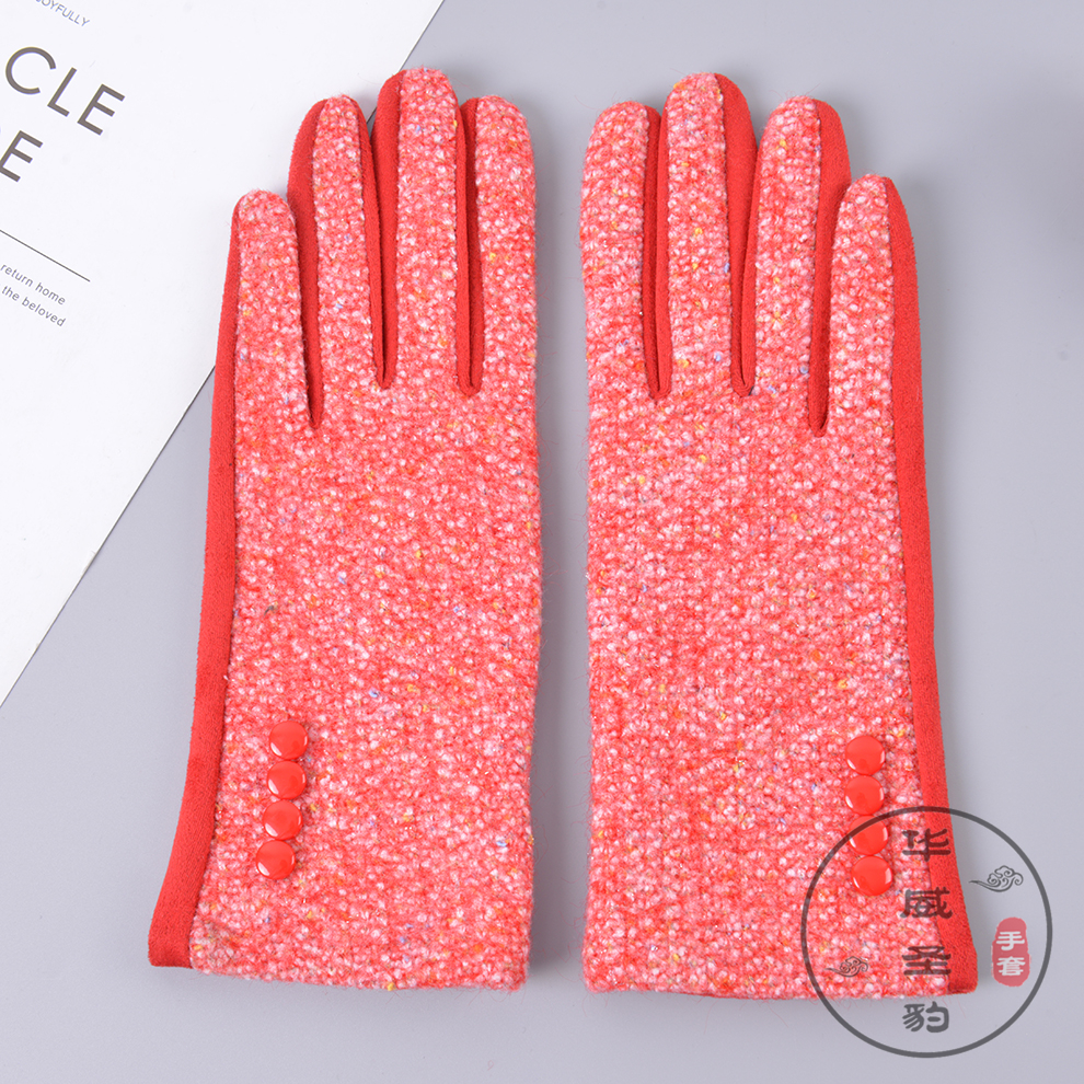 Woolen Sequins Women&#039;s Touchscreen Gloves Autumn and Winter Fleece-Lined Knitting Gloves Women&#039;s Riding Windproof Korean Thick Warm