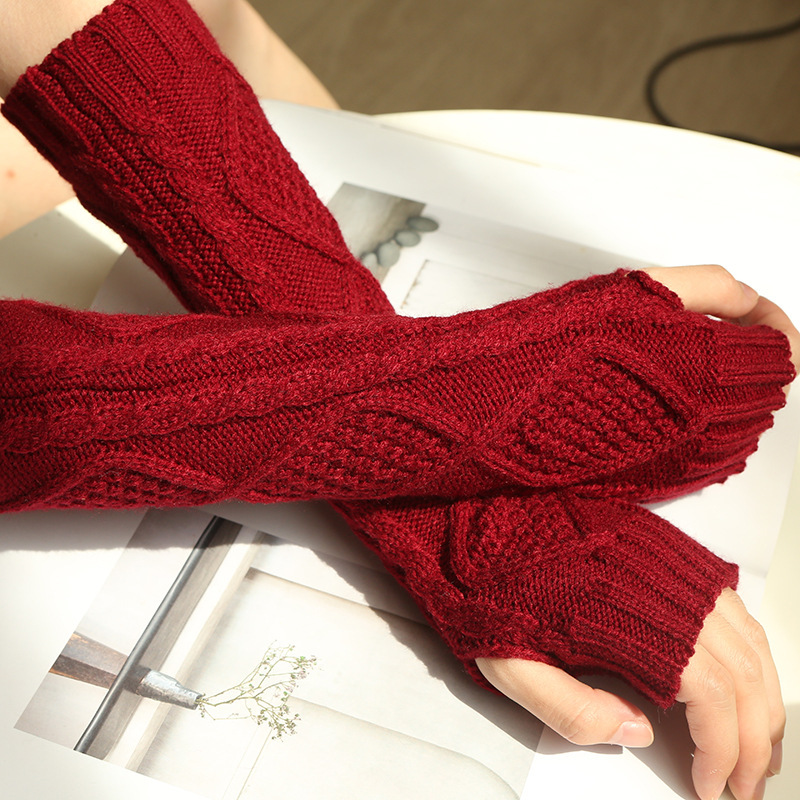 Factory Direct Supply Winter Women&#039;s Gloves Thermal Knitting Gloves Korean Protective Glove 30cm Cold-Proof Oversleeves Wholesale