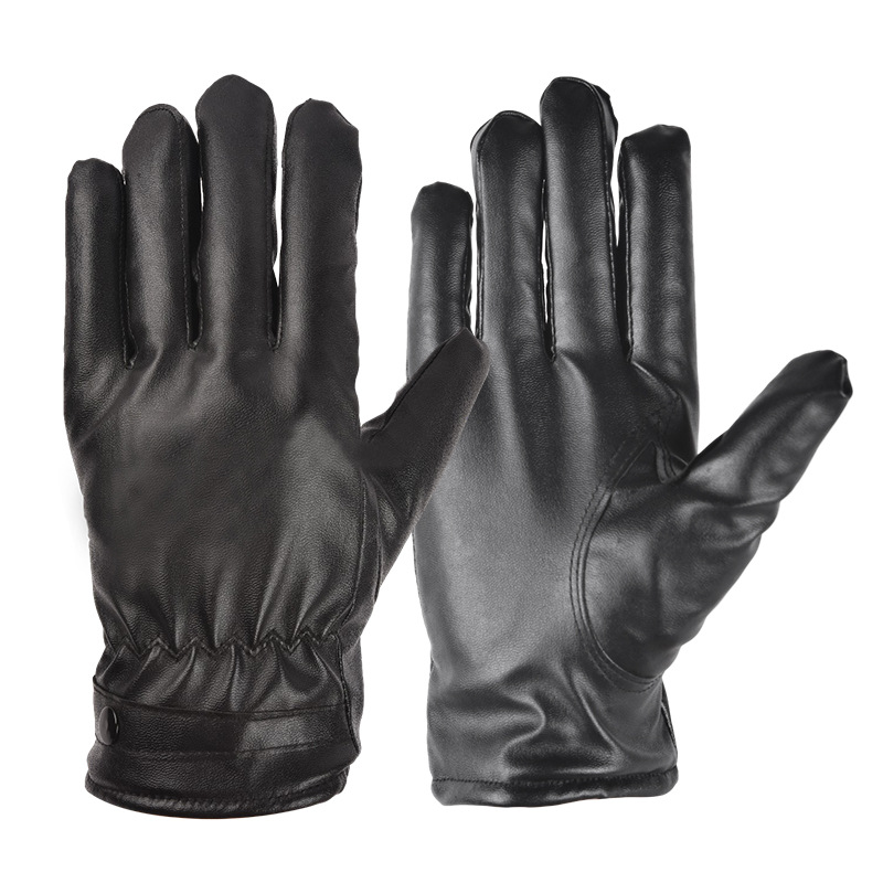 Men&#039;s and Women&#039;s Leather Gloves Outdoor Riding Warm with Velvet Leather Touch Screen Gloves Autumn and Winter Stall Pu Gloves Wholesale