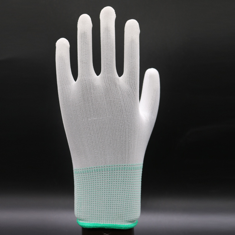 Palm Gloves White Dust-Free Electronic Factory Anti-Static Coating Pu Coated Gloves Labor Gloves Wholesale PU Gloves