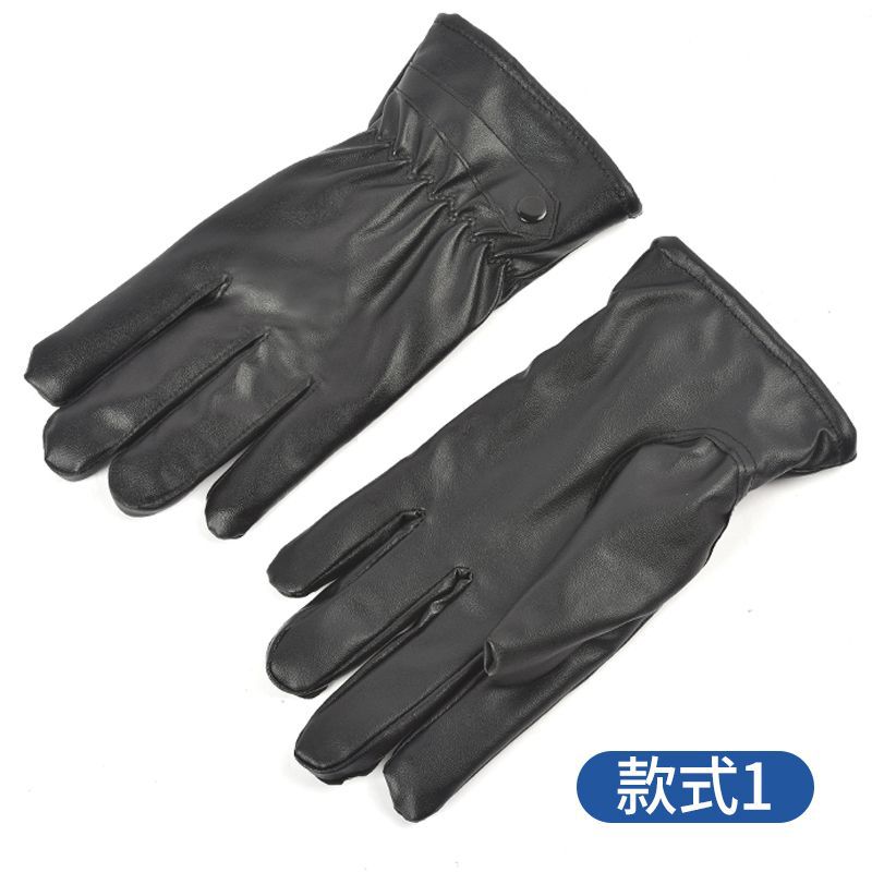 Men&#039;s and Women&#039;s Leather Gloves Outdoor Riding Warm with Velvet Leather Touch Screen Gloves Autumn and Winter Stall Pu Gloves Wholesale