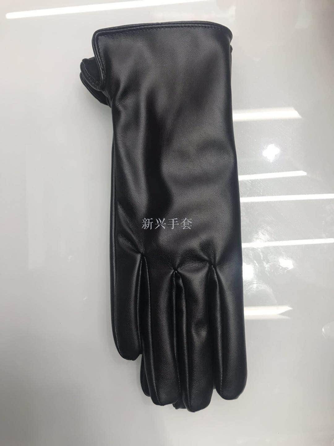 Winter lady high quality PU gloves lady thickened warm lovely fashion show thin gloves wholesale can be customized