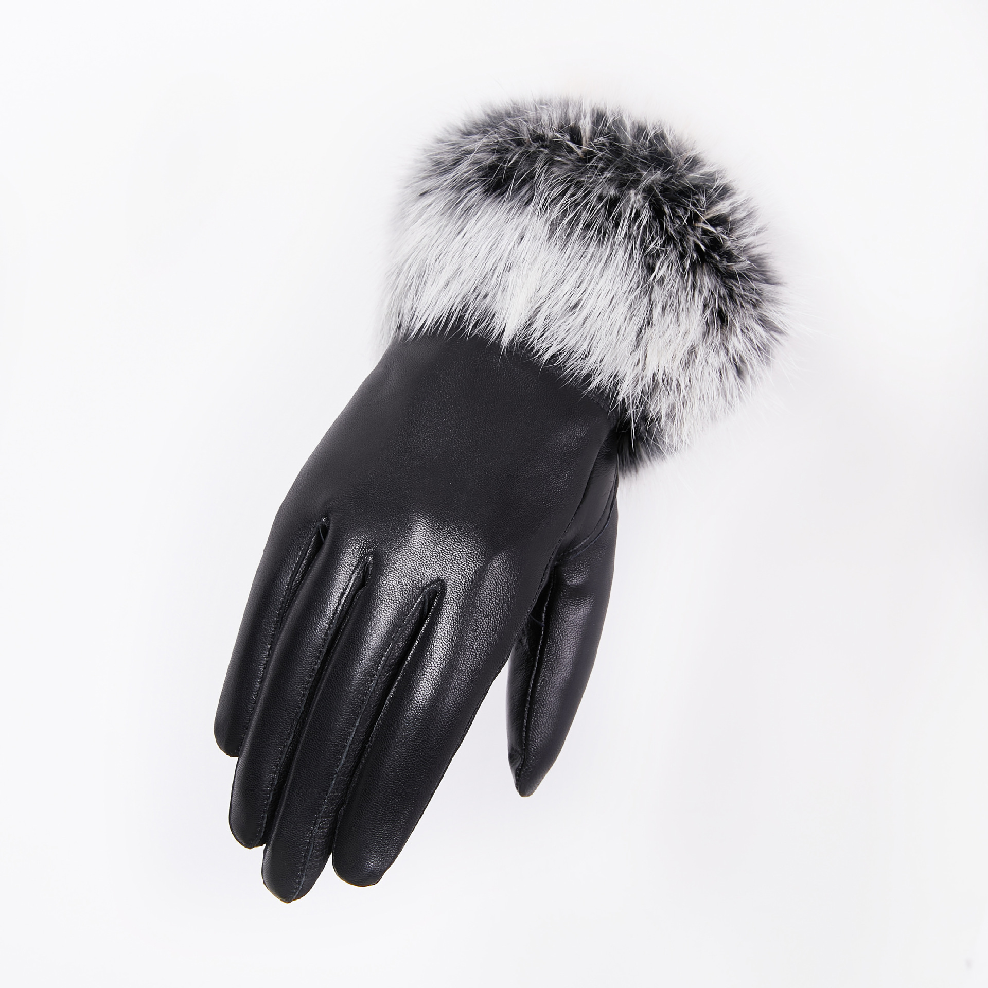 Fur Mouth Leather Gloves Winter Warm Cycling and Driving Gloves Factory Direct Sales Wholesale Processing Fur Gloves