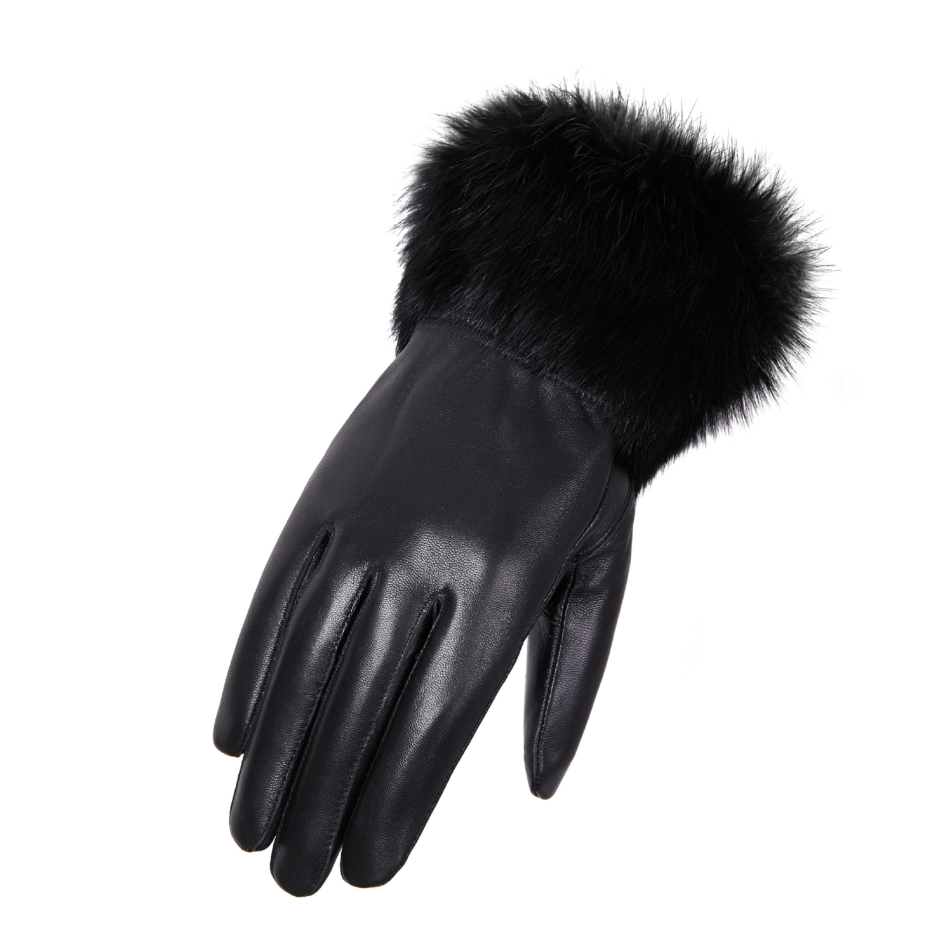 Fur Mouth Leather Gloves Winter Warm Cycling and Driving Gloves Factory Direct Sales Wholesale Processing Fur Gloves