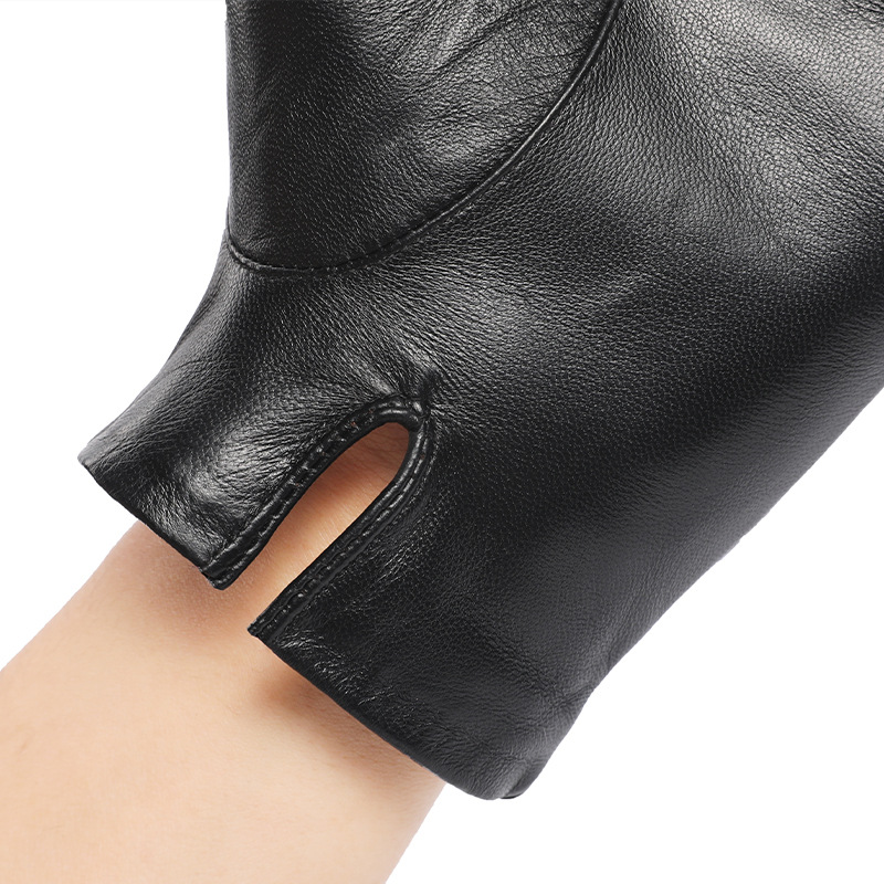 American Driving and Biking Windproof Warm Goat Skin Touch Screen Fashion Cross-Border Customizable Fur Gloves
