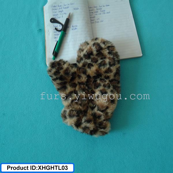 Leopard print plush gloves fur gloves fur gloves, winter gloves