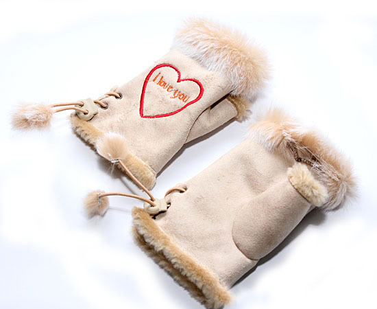 Ms winter rabbit fur gloves half finger gloves high quality warm gloves