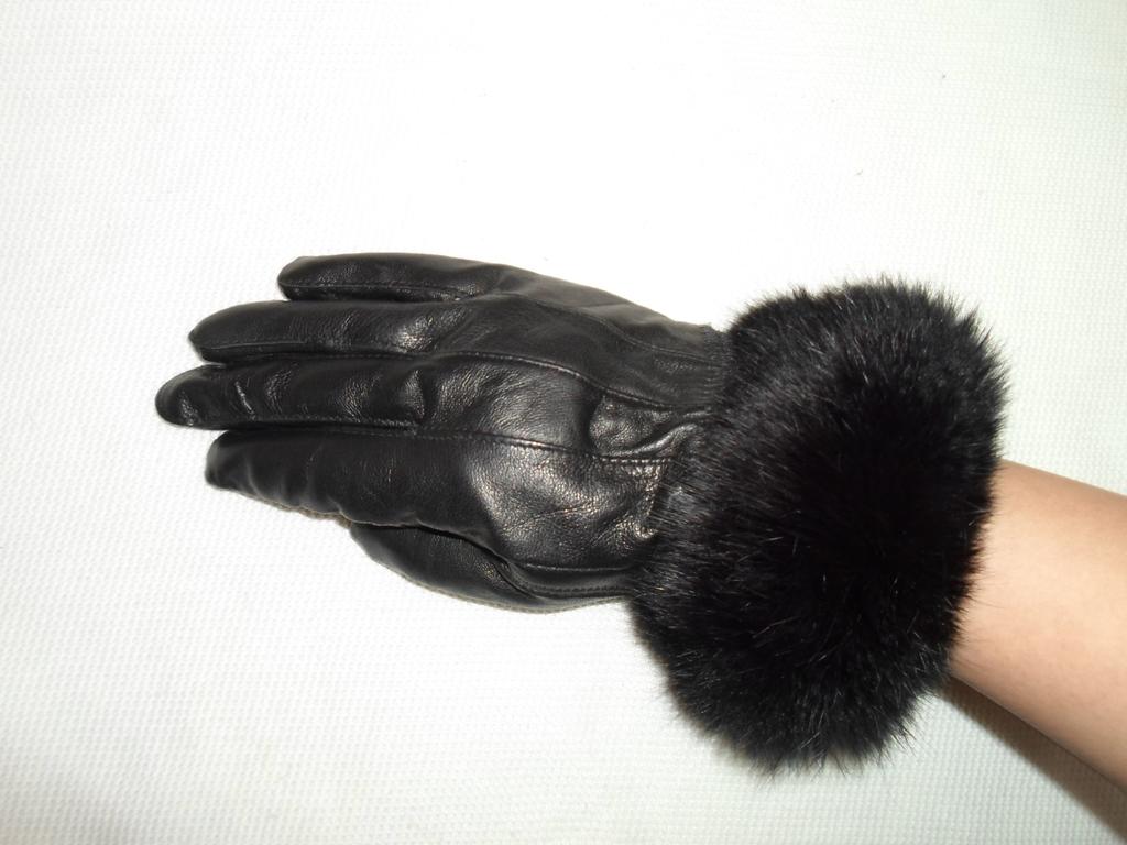 Spell ladies lambskin leather rabbit fur gloves