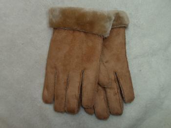 Men suede fur faux fur gloves