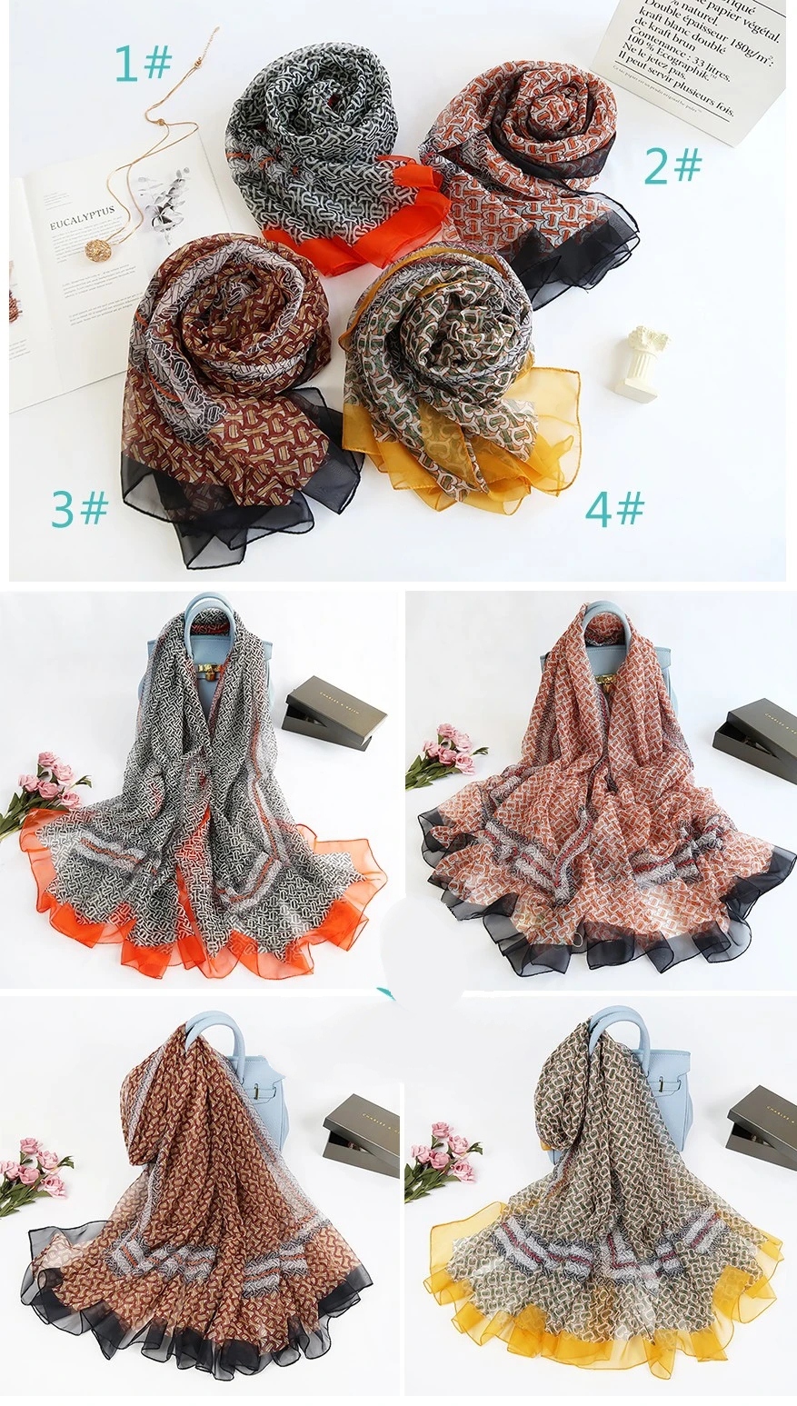 Spring and Summer New Yousoft Yarn Sunscreen Shawl Live Broadcast Classic Artificial Silk Long Scarf Fashion All-Match Scarf Shawl