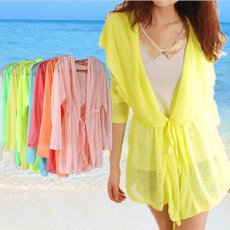 Summer New Coat Sequined Buckle-Free Sunscreen Shawl Korean Style New Chiffon Sun Protection Clothing Air Conditioning Shirt