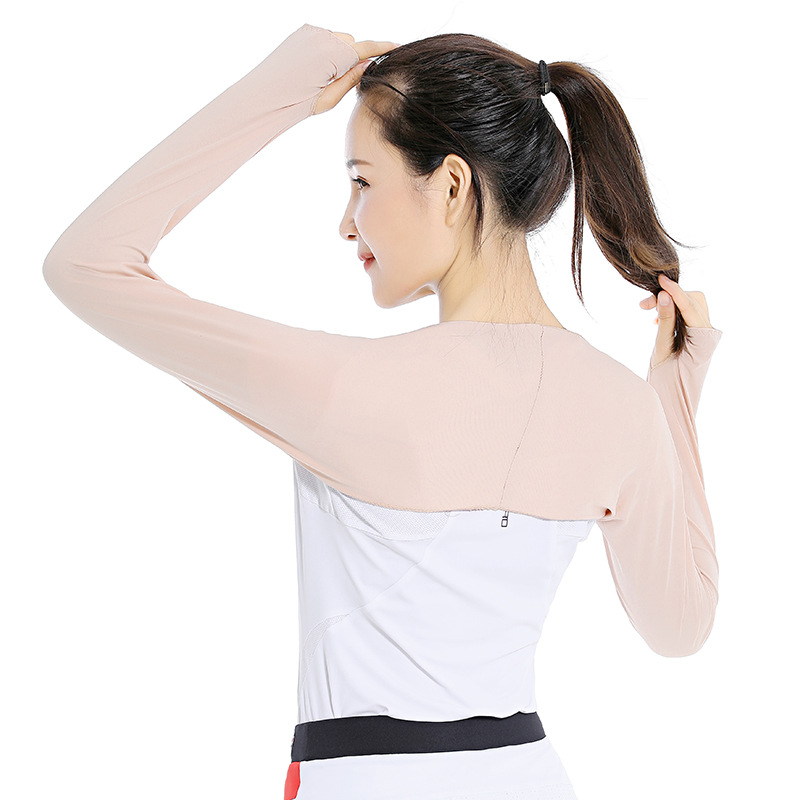 Cross-Border European and American Summer Golf Sunscreen Shawl Oversleeve Outdoor Cycling Solid Color Thin Shoulder Women&#039;s Sports Sleeves