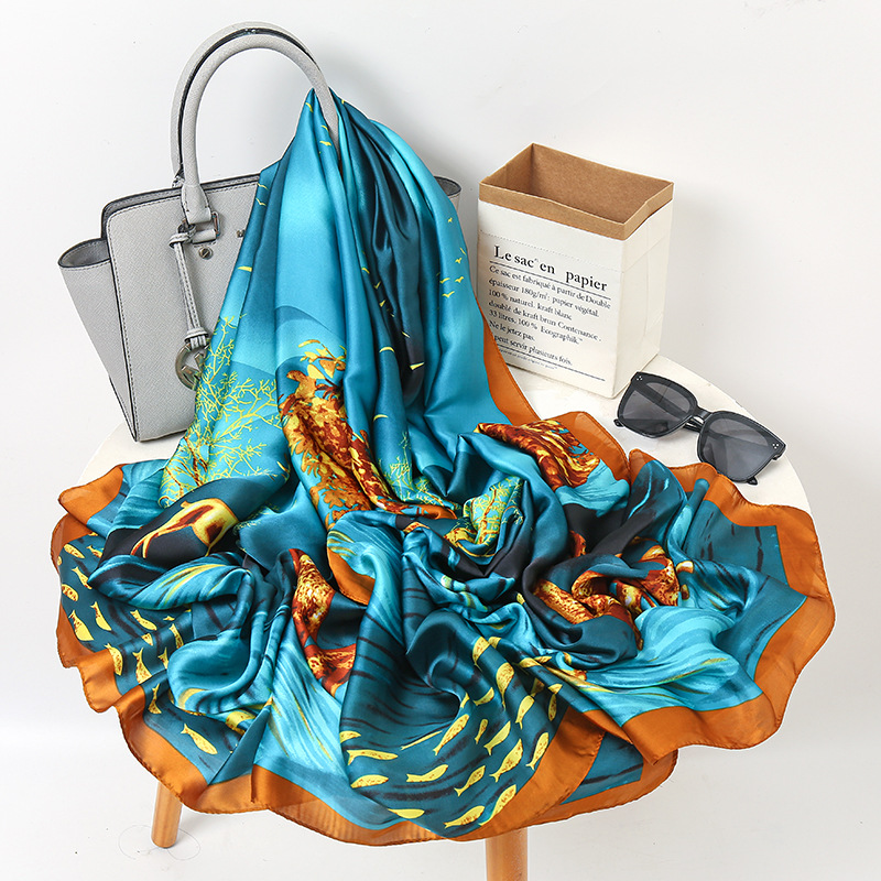 Artificial Silk Mother Scarf Spring and Summer New Fashion All-Match Mid-Length Scarf Sunscreen Shawl Women&#039;s Scarf
