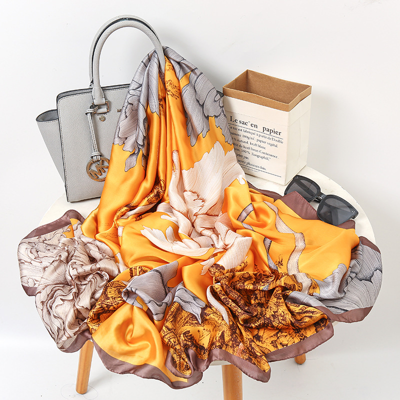 Artificial Silk Mother Scarf Spring and Summer New Fashion All-Match Mid-Length Scarf Sunscreen Shawl Women&#039;s Scarf
