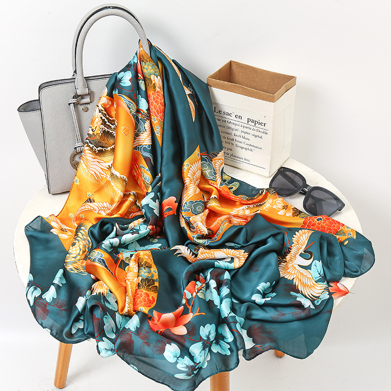 Artificial Silk Mother Scarf Spring and Summer New Fashion All-Match Mid-Length Scarf Sunscreen Shawl Women&#039;s Scarf
