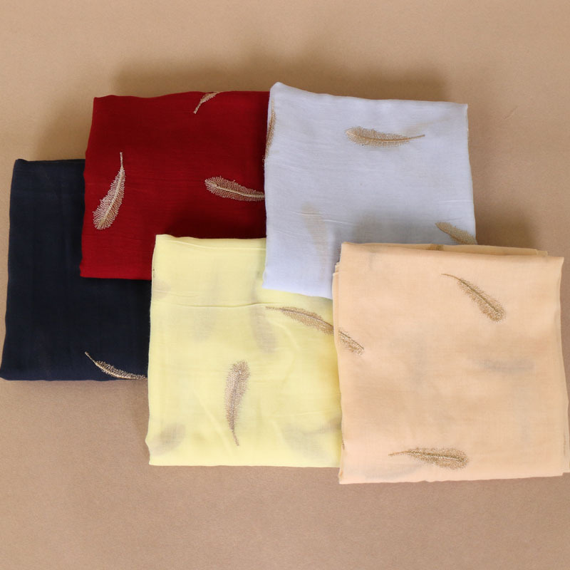 Foreign Trade New Embroidered Feather Sunscreen Shawl Female Thin Fashion Women&#039;s European and American Style Large Long Towel Wholesale Vs102