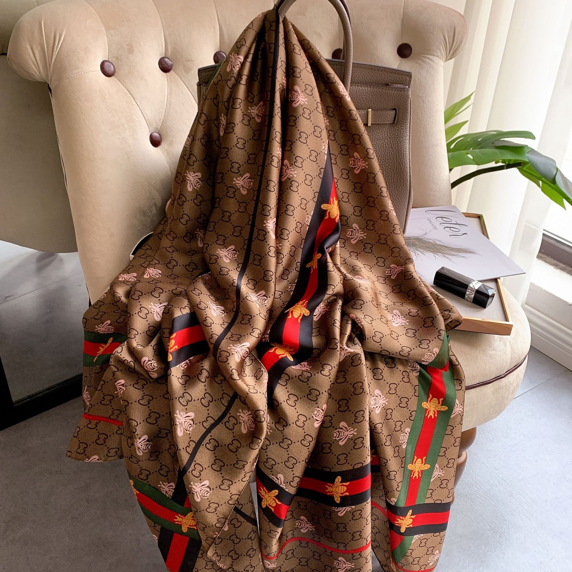 2021 New Spring New Silk Forged Scarf Warm Internet Celebrity Direct Selling Sunscreen Shawl Korean Style Imitated Silk Scarves Women