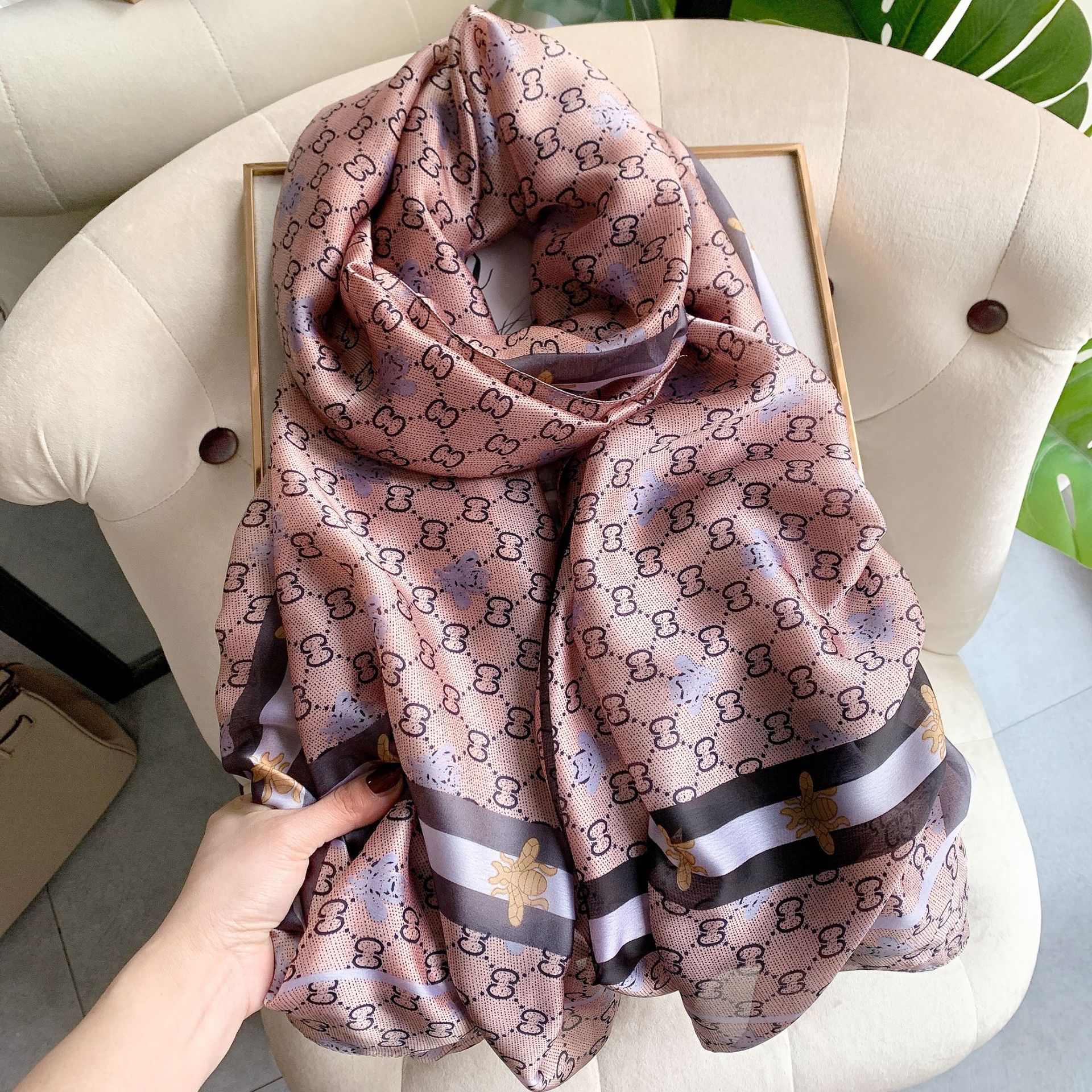 2021 New Spring New Silk Forged Scarf Warm Internet Celebrity Direct Selling Sunscreen Shawl Korean Style Imitated Silk Scarves Women