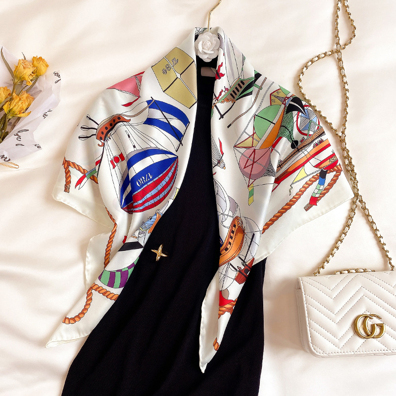 Early autumn new literature and art matching color twill 90 square scarf female fashion horse design silk scarf sunscreen shawl scarf