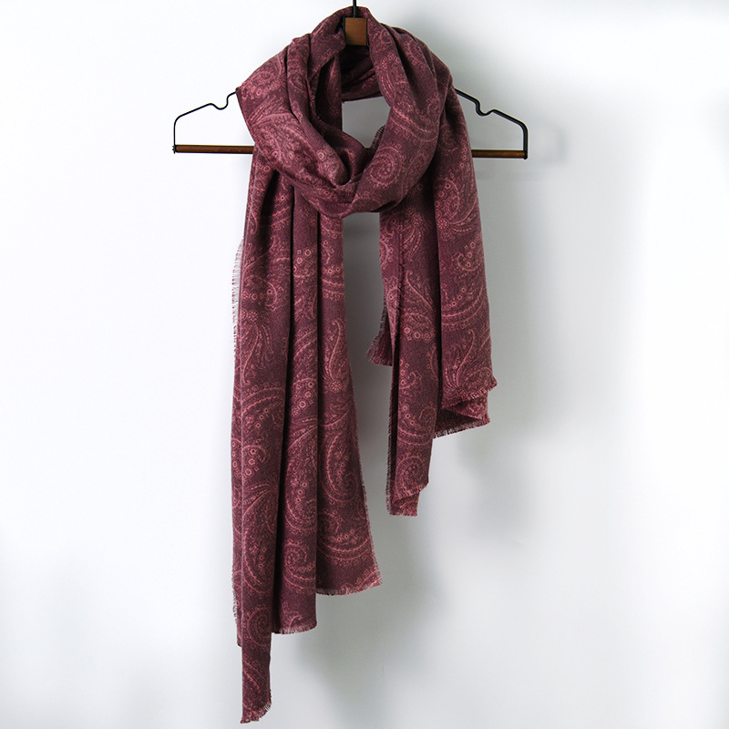  and Winter European and American Short Tassel Printed Scarf Vintage Paisley Ethnic Style Scarf for Women Ethnic Scarf