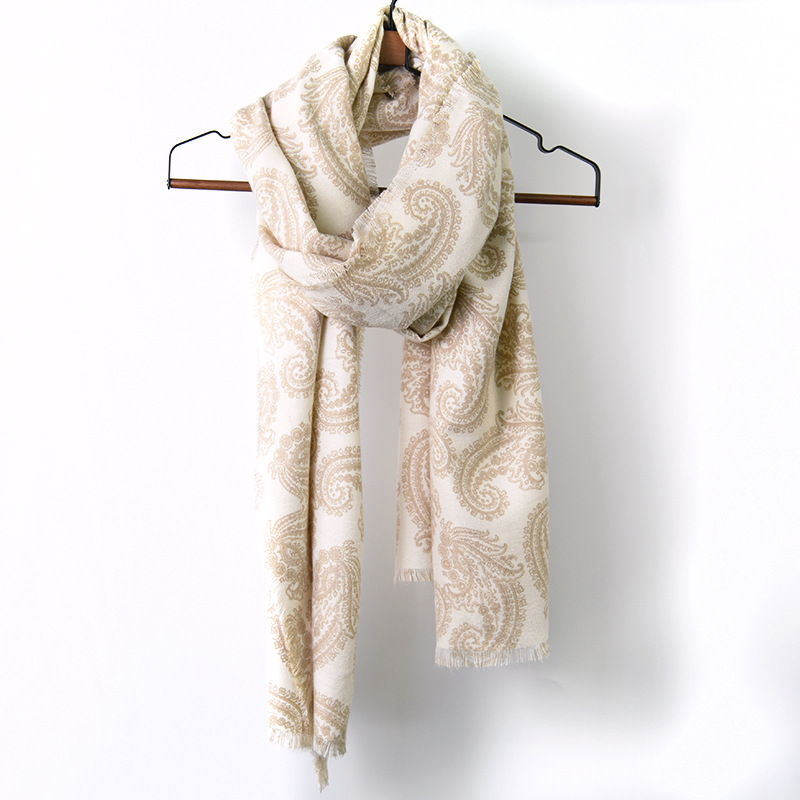  and Winter European and American Short Tassel Printed Scarf Vintage Paisley Ethnic Style Scarf for Women Ethnic Scarf