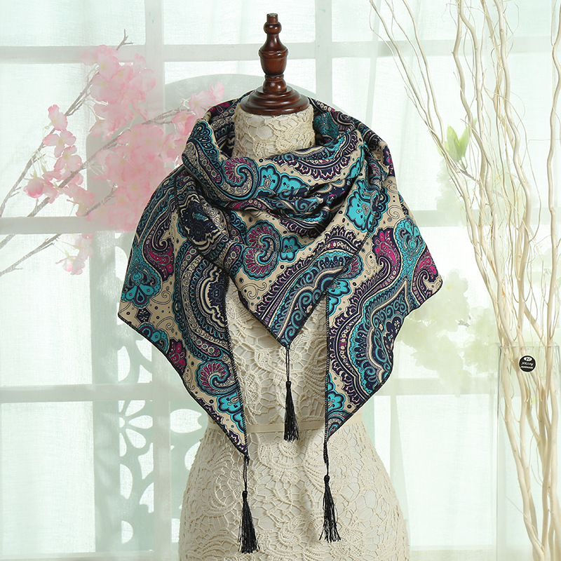 Cashmere Scarf Air Conditioning Shawl Ethnic Style Three Beard Triangular Binder Scarf Factory Wholesale Ethnic Scarf