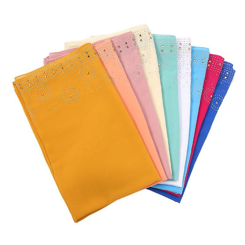 Foreign Trade Hot Sale Pearl Chiffon Size Polka Dot Rhinestone Scarf Style Shawl Women&#039;s Casual All-Match Ethnic Headscarf
