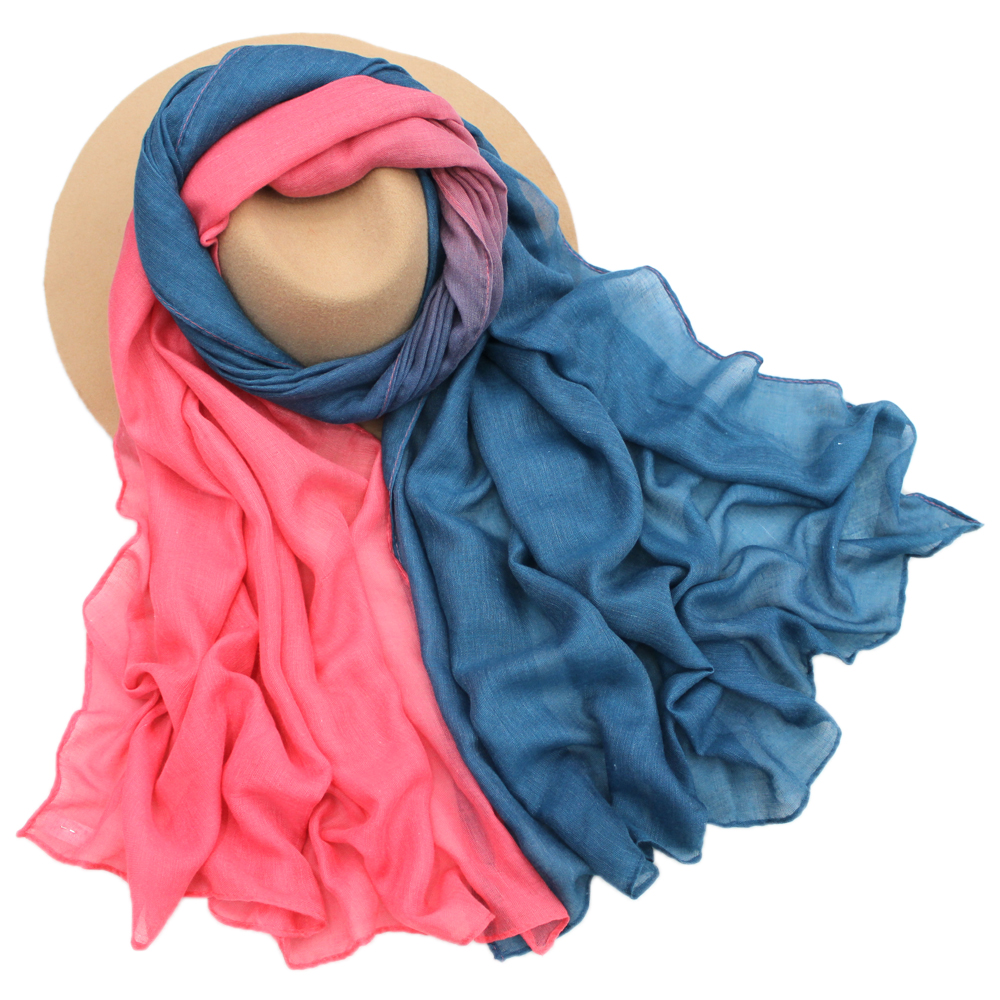 Cotton and linen scarf scarf scarf Ms. TR hand-painted hand-painted gradient