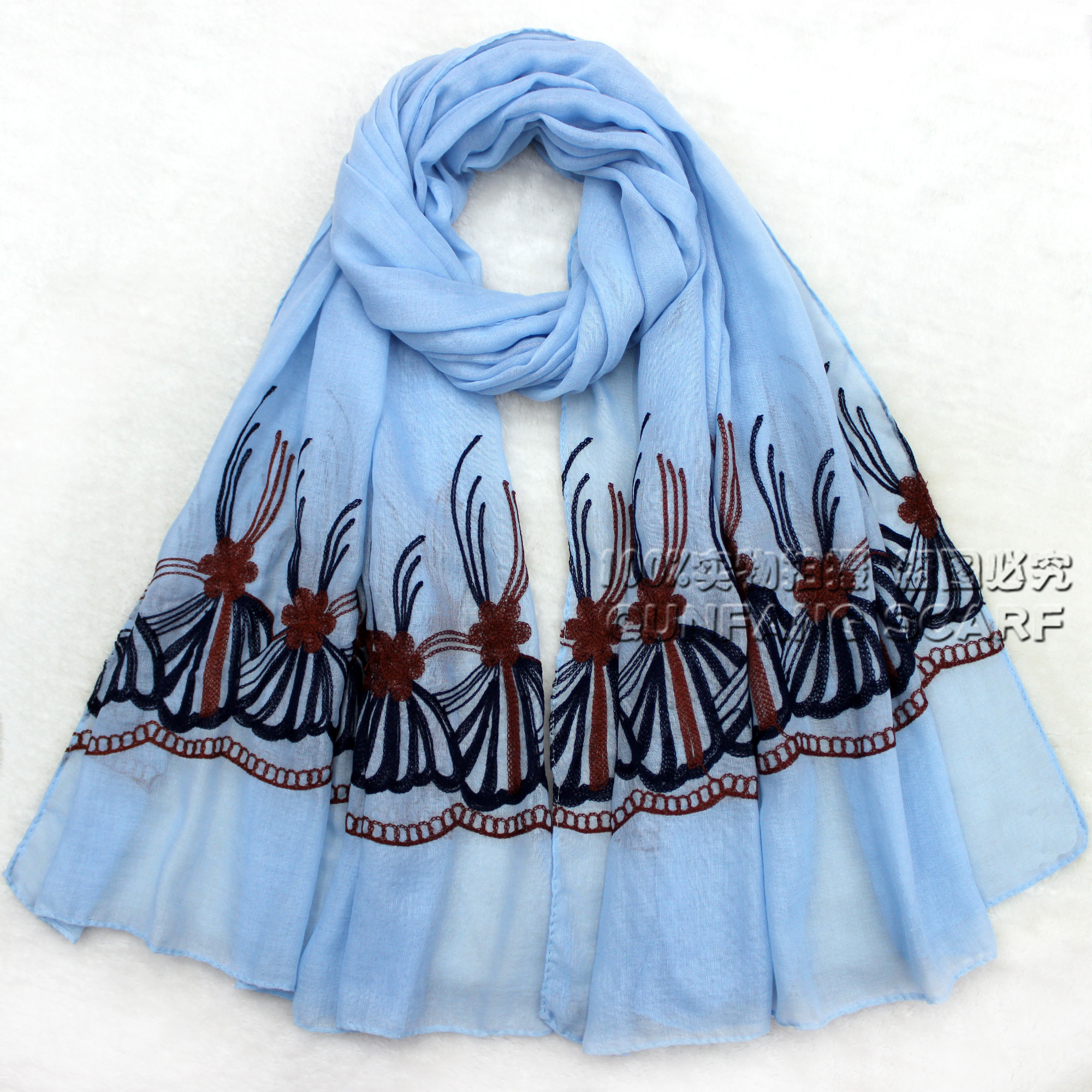 New TR cotton scarf embroidery scarf fashion TR cotton embroidery scarf shawl.
