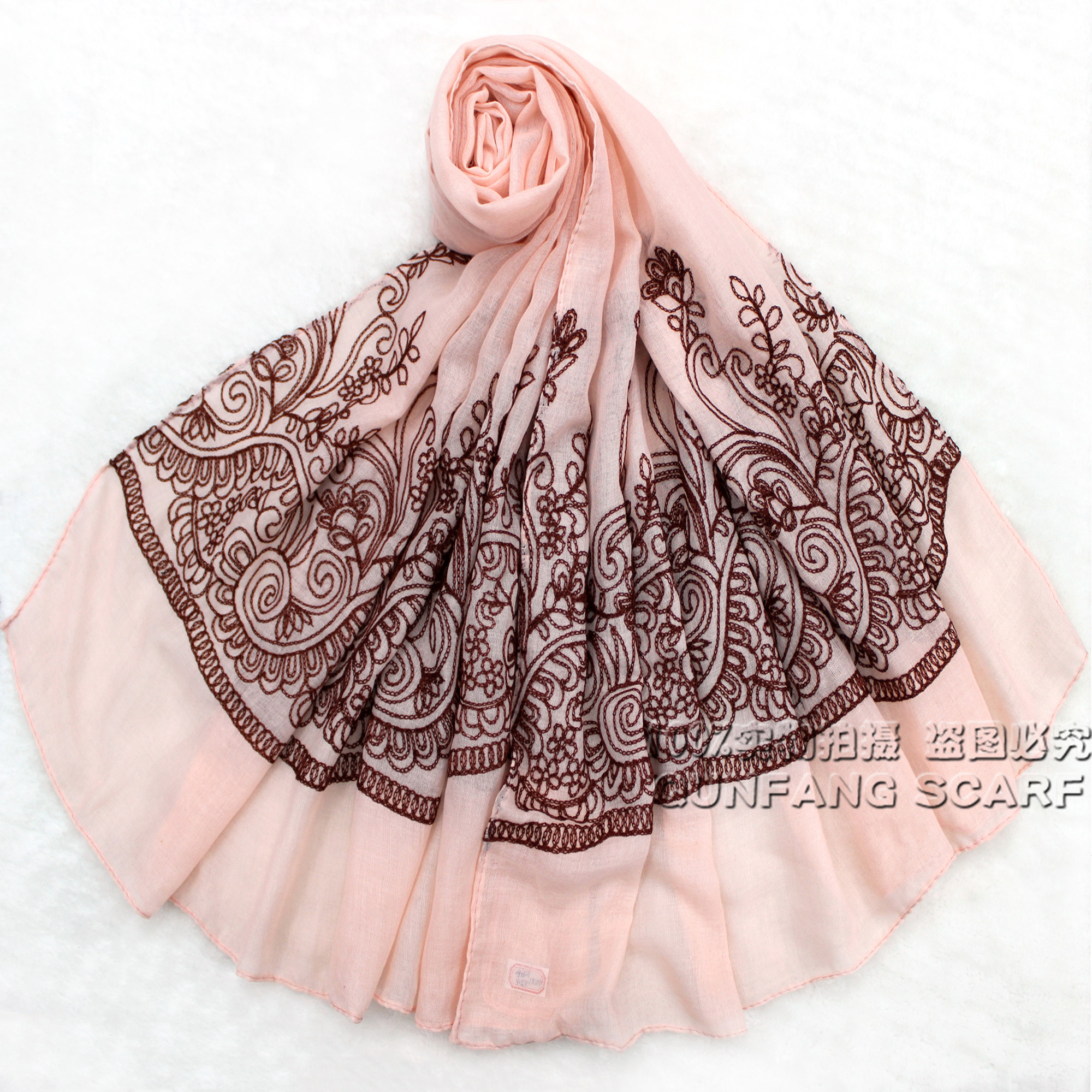 New TR cotton scarf embroidery scarf fashion TR cotton embroidery scarf shawl.