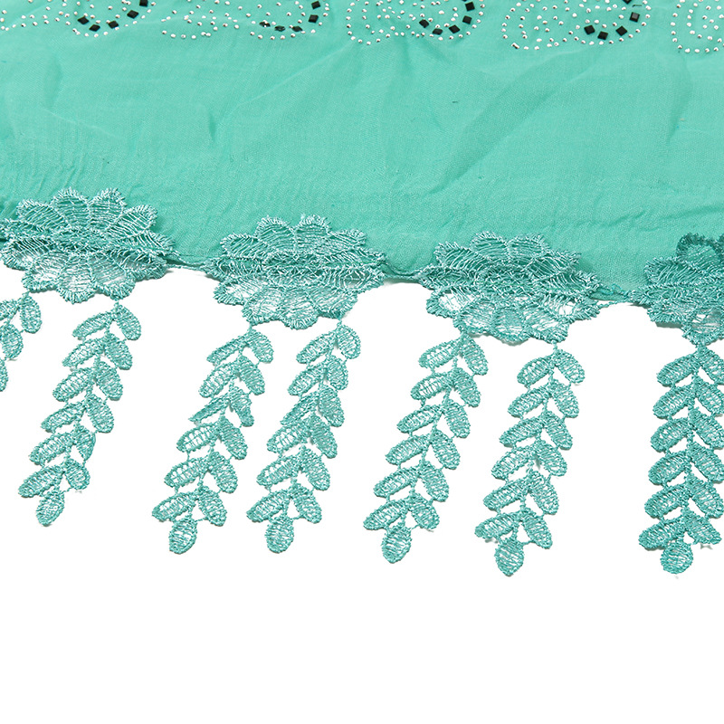Foreign Trade Scarf Cotton and Linen Tr Lace Rhinestone Pearl Scarf Jm164