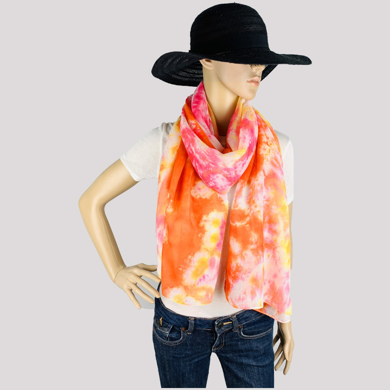 Cotton and Linen Tie-Dyed Travel Sun Protection Foreign Trade Beach Female Scarf Accessories Factory Wholesale TR Scarf