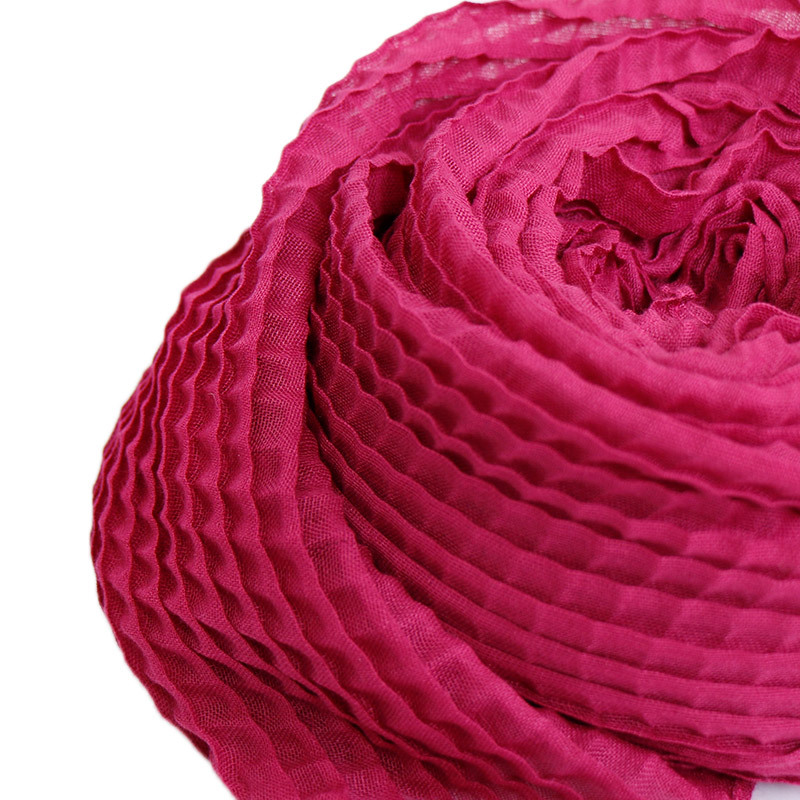Foreign Trade Spring and Autumn New Monochrome Shawl Women&#039;s Solid Color Crumpled Tr Cotton and Linen Scarf YW87