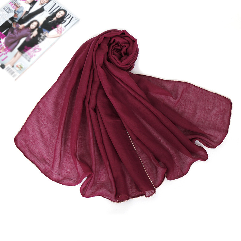 Foreign Trade New TR Cotton Metal Chain Women&#039;s Scarf Fashion All-Match Closed Toe Scarf Vs098