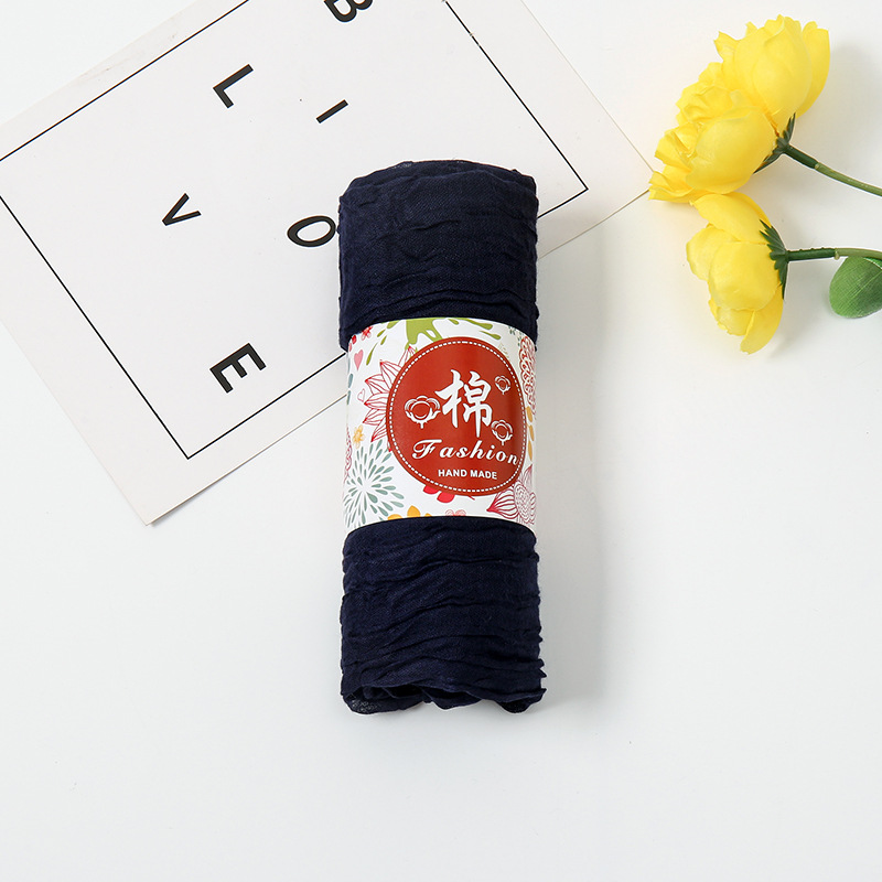 Cross-Border New Arrival Tr Cotton and Linen Solid Color Scarf Female Ethnic Style Scarf Shawl Gift Hot Sale Monochrome All-Match Jm199