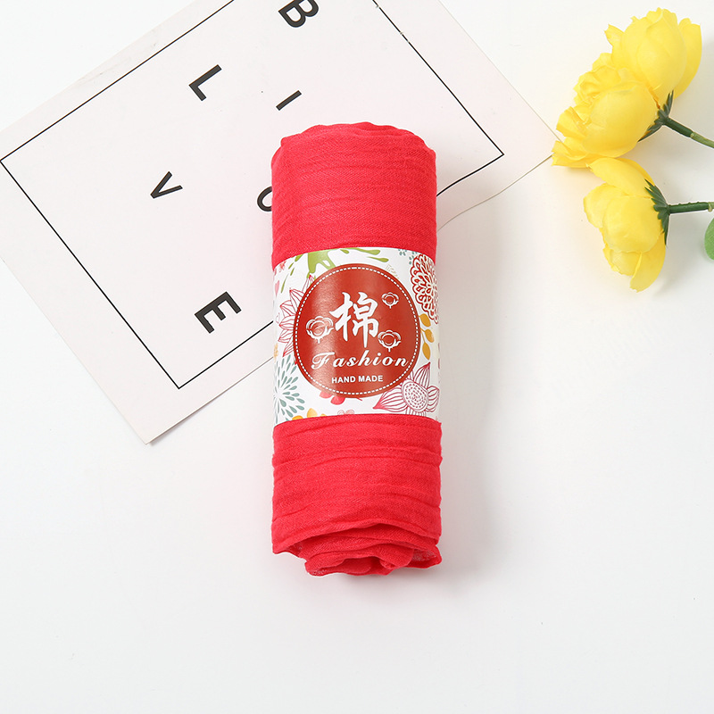 Cross-Border New Arrival Tr Cotton and Linen Solid Color Scarf Female Ethnic Style Scarf Shawl Gift Hot Sale Monochrome All-Match Jm199