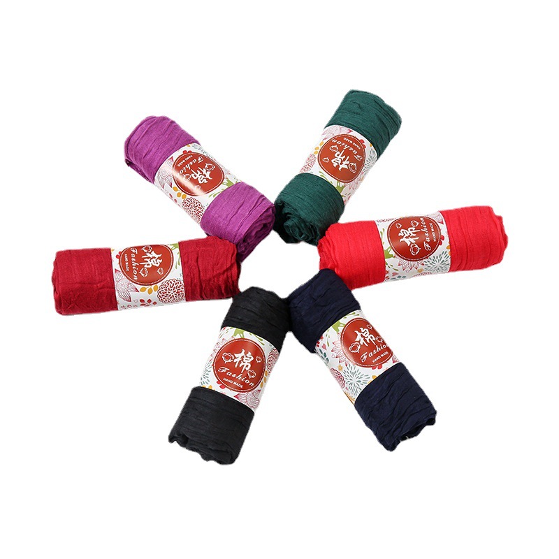 Cross-Border New Arrival Tr Cotton and Linen Solid Color Scarf Female Ethnic Style Scarf Shawl Gift Hot Sale Monochrome All-Match Jm199