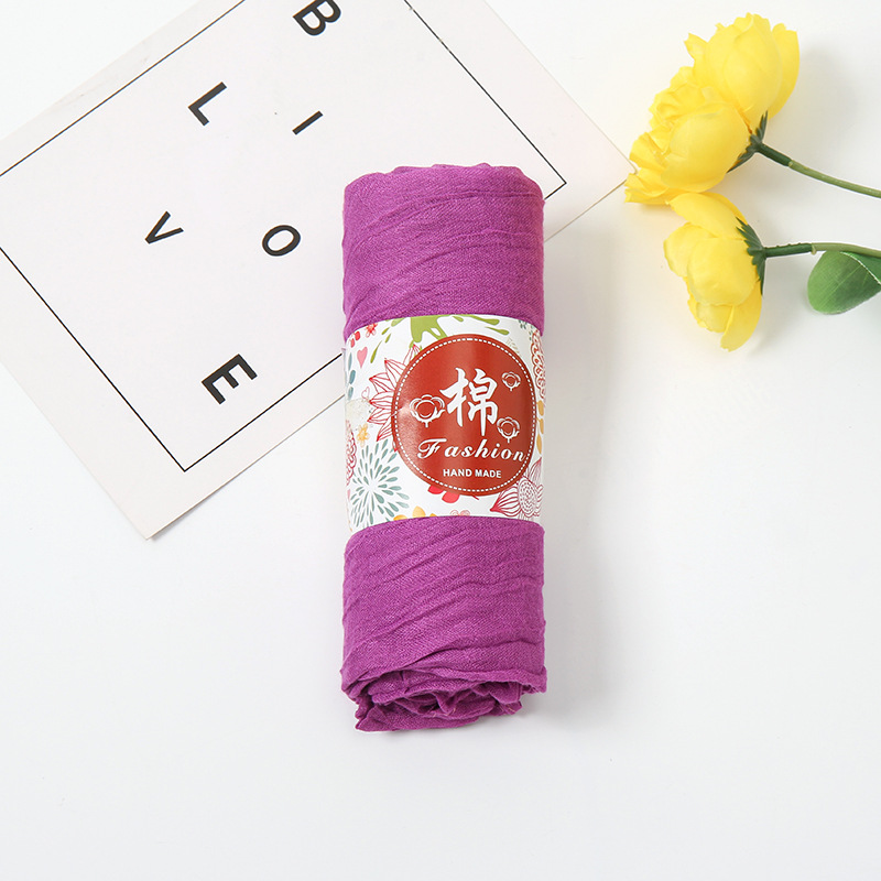 Cross-Border New Arrival Tr Cotton and Linen Solid Color Scarf Female Ethnic Style Scarf Shawl Gift Hot Sale Monochrome All-Match Jm199