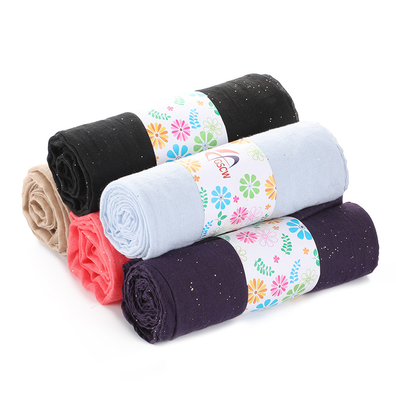 New Tr Cotton and Linen Gold Scarf Women&#039;s Ethnic Style Scarf Shawl Gift Stall Hot Sale Monochrome All-Matching Wholesale