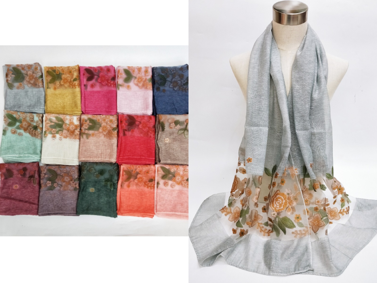 Manufacturers direct spring and Autumn new scarf custom silk embroidery silk shawl silk scarves long custom wholesale