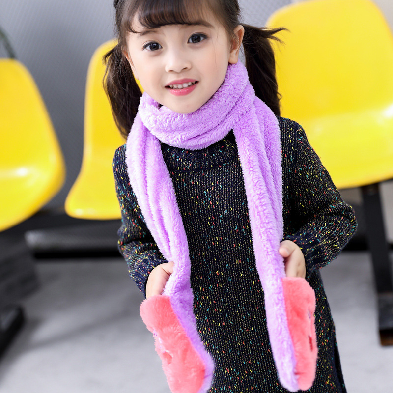 Korean Style Boys and Girls Bejirog Warm Embroidery Small Gloves Scarf Set Scarf Fashion Baby Autumn and Winter