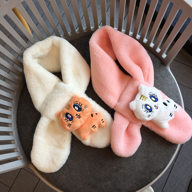 2021 Children&#039;s Scarf 800G Autumn and Winter Thickening Cute Tiger Embroidery Plush Doll Scarf Factory Direct Sales