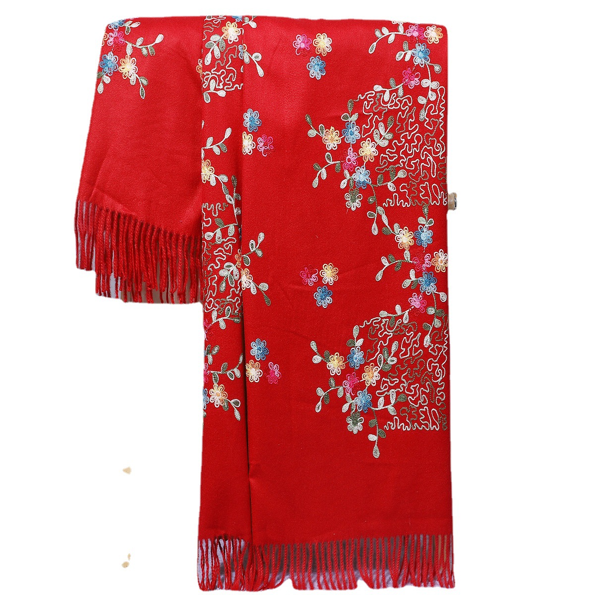 Autumn and Winter New Nepal Style Embroidery Embroidery Cashmere Scarf Shawl Travel Photo Versatile Knitted Thickened Warm