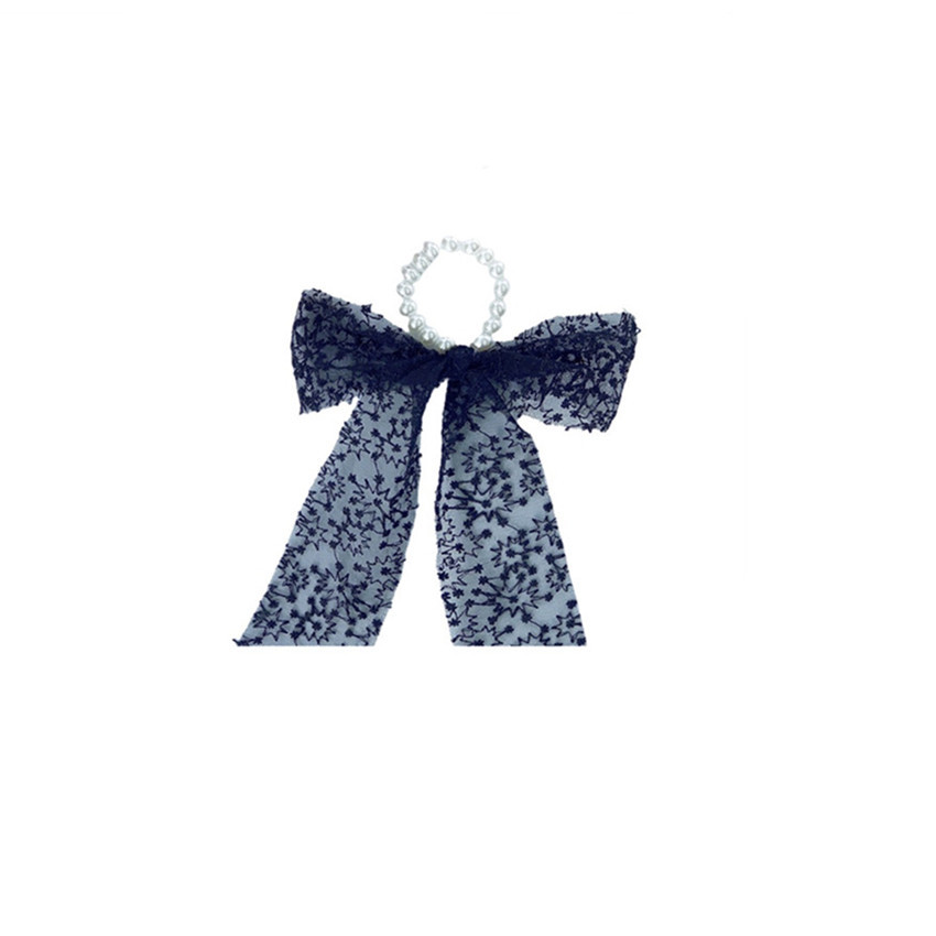Super Fairy Headband Korean Style Graceful Bow Pearl Lace Embroidery Streamer Hair Tie Rope Hair Band Hair Band Silk Scarf Headdress