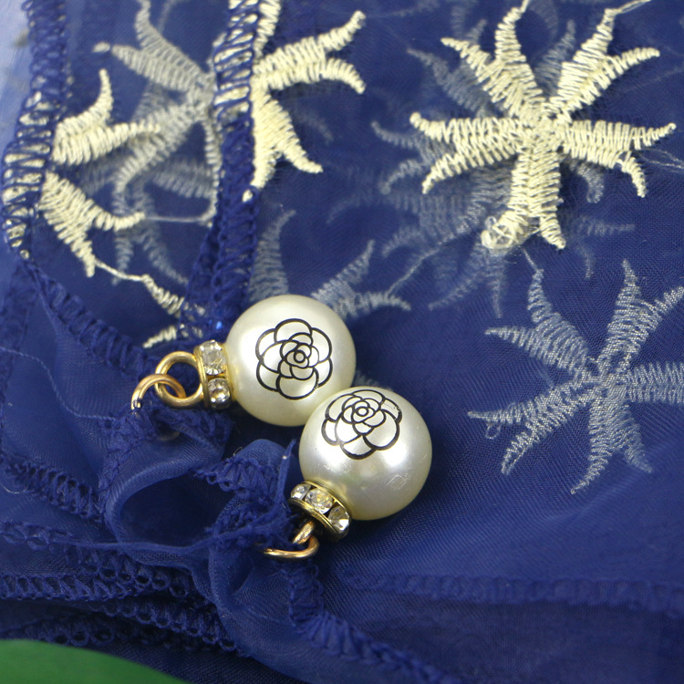 High-End Embroidery Organza Silk Scarf Silk Dress and Cheongsam Shawl Starfish Scarf Solid Color Pearl Scarf Women&#039;s Spring and Summer