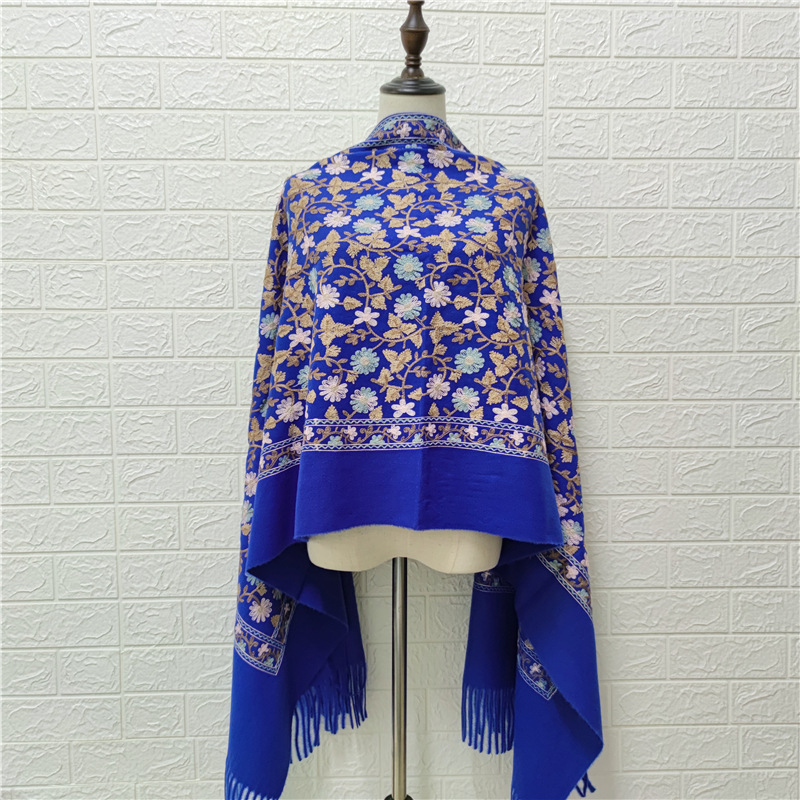 New Cashmere-like Embroidered Scarf Ethnic Style Women&#039;s Shawl Warm Thickened Tassel Xinjiang Scarf Embroidery Scarf