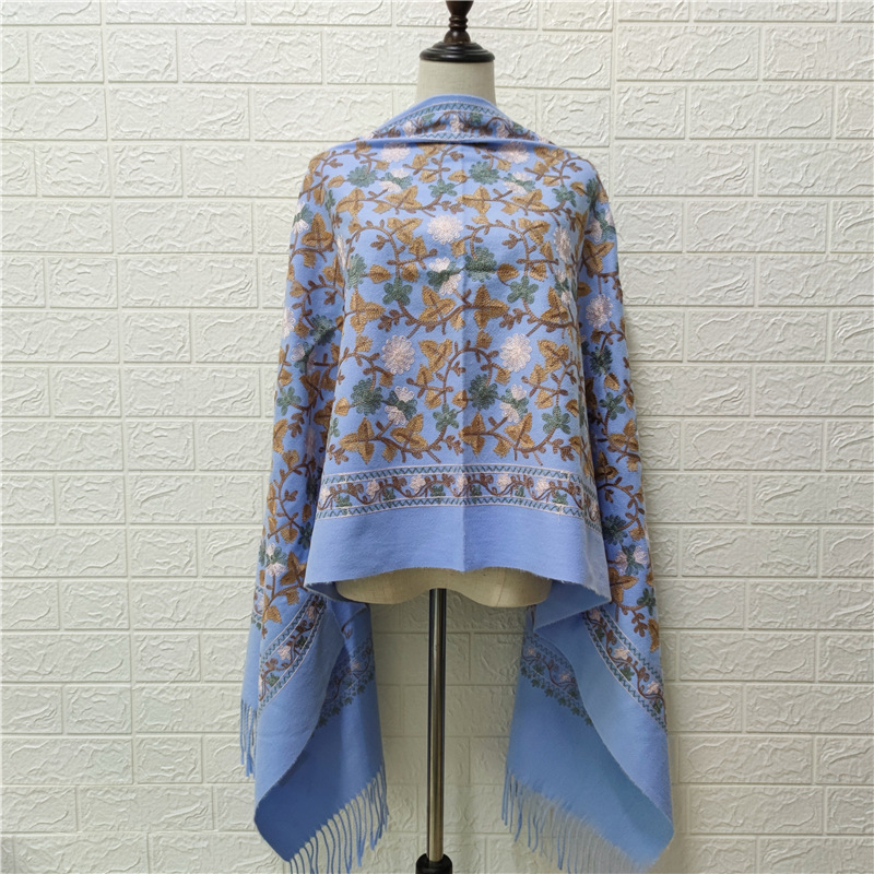 New Cashmere-like Embroidered Scarf Ethnic Style Women&#039;s Shawl Warm Thickened Tassel Xinjiang Scarf Embroidery Scarf