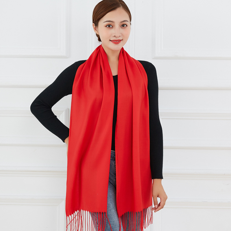 Chinese Red Scarf Printed Logo Annual Meeting Red Scarf Embroidery Printing Activity Pure Red Scarf Shawl Scarf