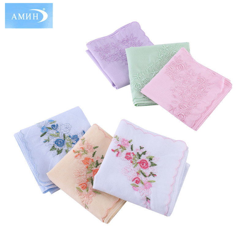 35cm 100% Cotton Handkerchief Women&#039;s High-End Corner Embroidery Handkerchief Hand Towel Square Scarf Pure Cotton Wedding Gifts Customizable